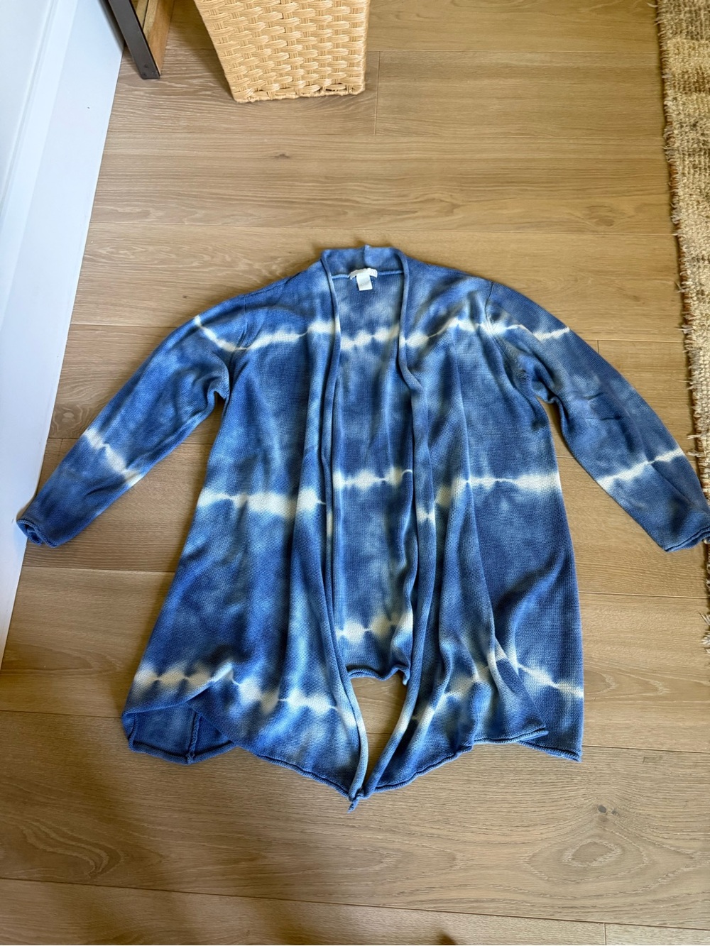 Blue Tie-Dye Open Front Women's Cardigan